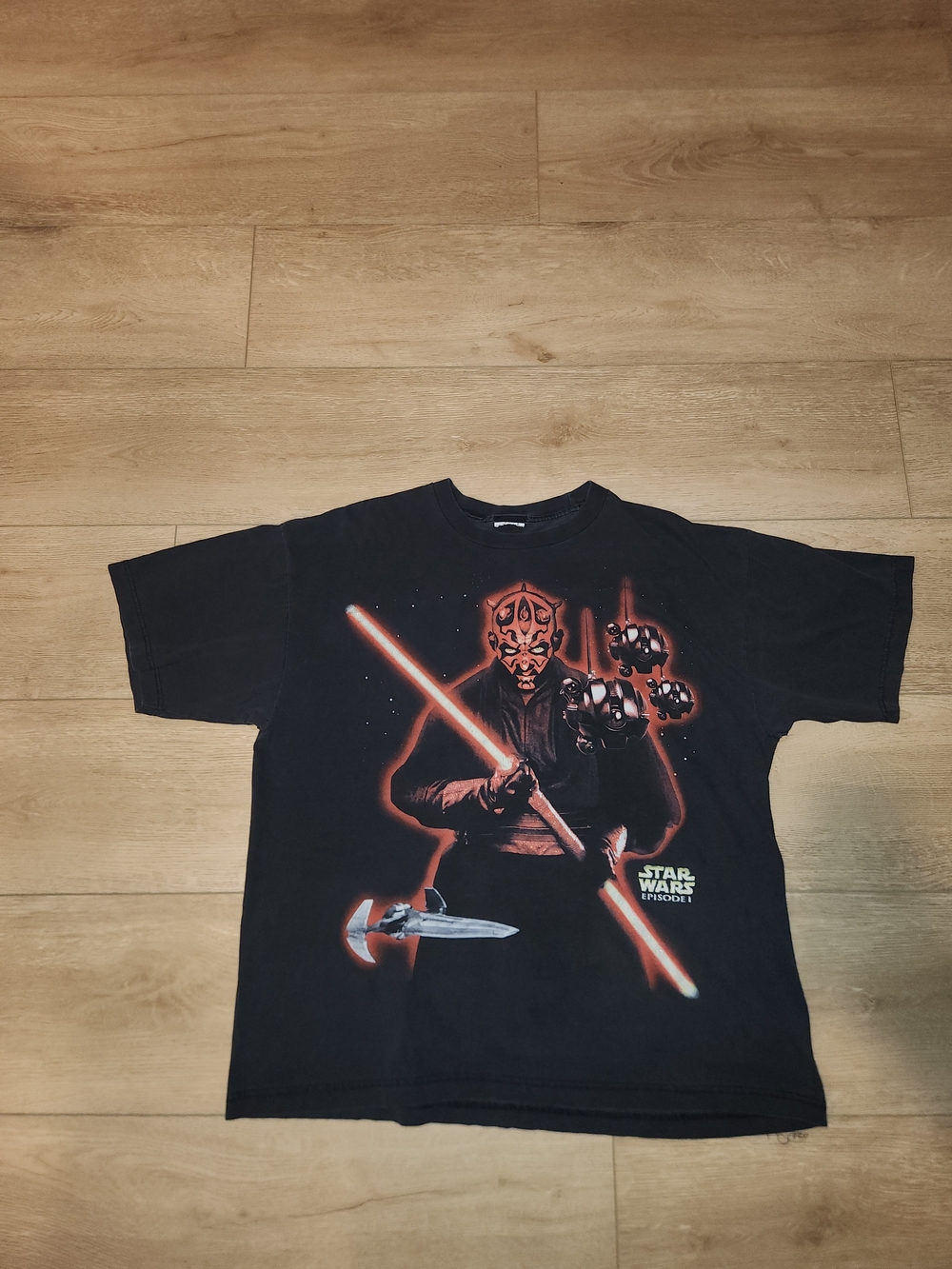 Vintage Y2K 90s Star Wars Darth Maul Black & Red Graphic Shirt Mens Size X-Large